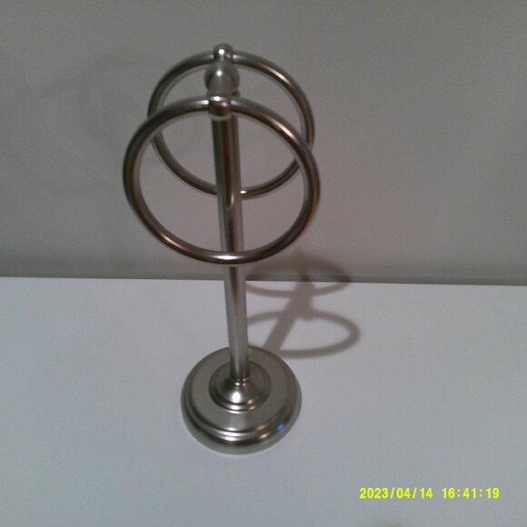Brushed Nickel Double Towel Ring Stand - Picture 1 of 2